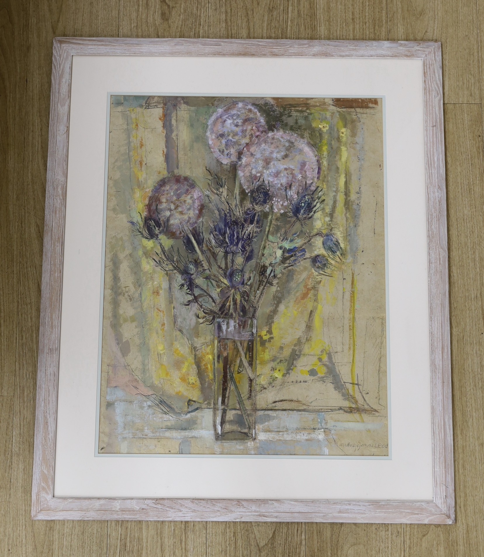 Audrey MacLeod (20th C.), mixed media, 'Allium', signed with a watercolour C21 label verso, 68 x 53cm